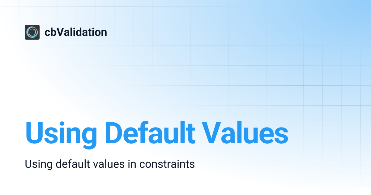 Using Default Values | cbValidation